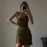 Solid Color Sexy Sling Backless Sleeveless Hip Package Dress
