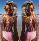 Sexy Sequins Backless One Piece Swimwear
