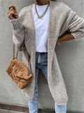 Loose Solid Color Long-Sleeved Knitted Cardigan Sweater Coat