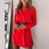 Fashion Tops Long Sleeve Skirt Two-Piece Suit