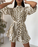Casual Zebra Print Short Sleeve Print Jumpsuit