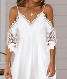 Women's Sling Lace White Casual Dress