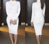 SEXY ROUND NECK LONG-SLEEVED DRESS