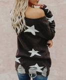 Fashion Knitting Print Star Sweater Top