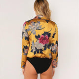 Sexy V-Neck Print Long Sleeve Rompers Jumpsuit