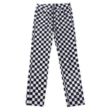 High Waist Plaid Zipper Checkered Pants