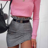 Plaid Fashion High Waist Skirt