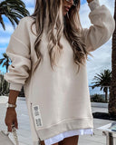 Long Sleeve Casual Zipper Round Neck Sweater