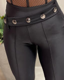 Fashion Casual Black Button-Up Pants