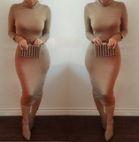 SEXY ROUND NECK LONG-SLEEVED DRESS