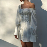Solid Color White One-Shoulder Dress