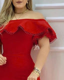 Casual Red Sexy Off-Shoulder Dress