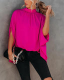 Solid Color Loose Design Flared Sleeve Top