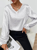 Womens V-neck Long Sleeved Pullover Shirts Top