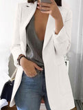 Womens Long Sleeve Solid Color Pocket Cardigan Blazer
