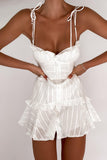 Elegant White Sling Sexy High Waist Sleeveless Dress