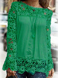 Fashion Long-Sleeved Lace Stitching Chiffon Shirt
