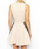 Fashion lace sleeveless zipper dress