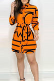 Women Fashion Print Long Sleeve Shirt Dress