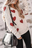 Womens Print V-Neck Knit Long Sleeve Sweater Top