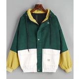 Loose Patchwork Vintage Hooded Jacket
