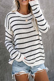 Round Neck Long Sleeve Knitted Pullover Sweater Top