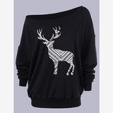 Print Christmas Little Deer Long Sleeve Sweater