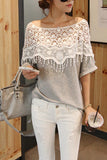 Cute Grey Top With Beautiful Lace Detail