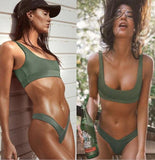 Fashion Solid Color Sportswear Two Piece Bikini Pure Color Vest Type Two Piece Bikini